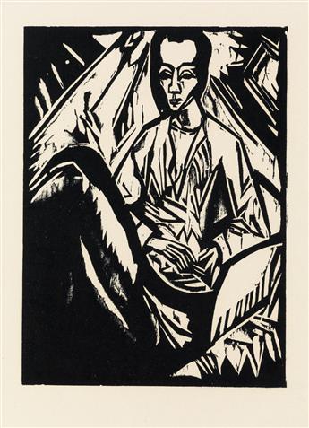 ERICH HECKEL Krankes Mädchen.  Woodcut, 1919-20.  Dube 266  * MAX PECHSTEIN Weib vom Manne begehrt,  woodcut, 1919-2...